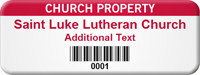 Customizable Church Property Asset Tag with Barcode