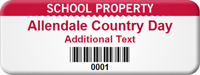 Personalized School Property Asset Tag with Barcode