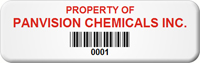 Asset Label, Property of Company Name with Barcode