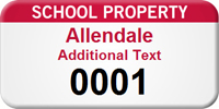School Property Customizable Asset Tag with Numbering