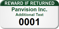 Numbered Reward If Returned Custom Assset Tag