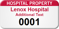 Hospital Property Customizable Numbered Asset Tag