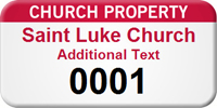 Church Property   Personalized Numbered Asset Tag