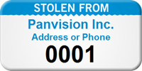 Custom Stolen From Numbered Asset Tag
