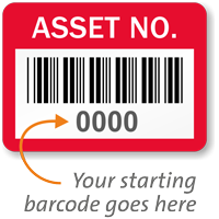 Asset Number Barcode Labels (Pack of 1000)