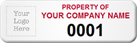 0.625" X 2", Custom Numbered Logo Asset Tag