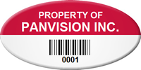 Custom Oval Asset Tag with Barcode Number