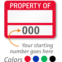PROPERTY OF      (blank), with numbering