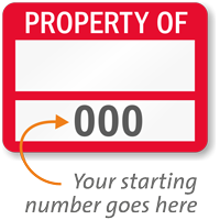 PROPERTY OF ____ (blank), with numbering