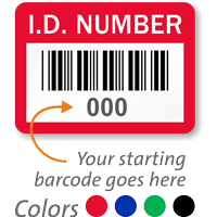 ID Number Barcode Labels (Pack of 100)