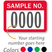 SAMPLE NO. Label, numbering, pack of 1000