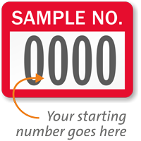 SAMPLE NO. Label, numbering, pack of 1000