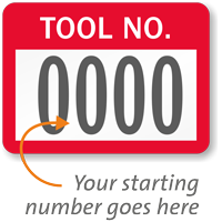 TOOL NO. Label, numbering, pack of 1000
