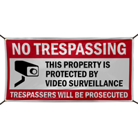 No Trespassing Property Protected By Surveillance Banner