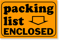 Packing List Enclosed Label