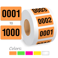 Roll Of 0001 to 1000 Sequentially Pre-Numbered Labels