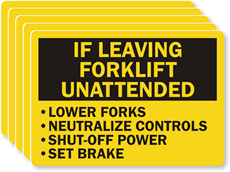 Forklift Unattended Instructions Label