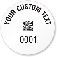 Round Customizable Text, Numbering QR Code Label