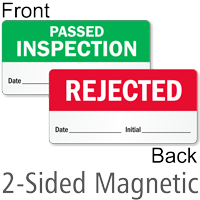 Rejected / Passed Inspection 2 Sided Magnetic Status Labels