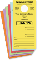 Monthly Parking Permit Hang Cardstock Tag