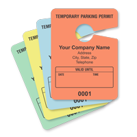 Small Parking Permit Hang Tag Sequentially Numbered