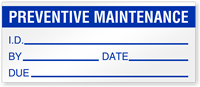 Preventive Maintenance I.D. Write On Quality Control Label