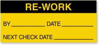 Re Work By, Date, Next Check Date Calibration Label