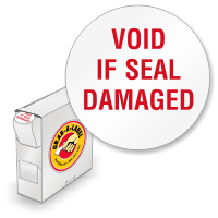 Void If Seal Damaged, 3/4" Dia, 2 Mil Destructible White Vinyl