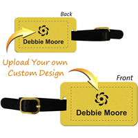 Double Sided Custom Brass Luggage Tag with Leather Strap
