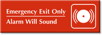 Emergency Exit Only Alarm Will Sound Engraved Sign
