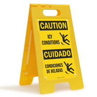 Condiciones De Heladas Caution Icy Conditions Standing Sign