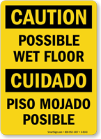 Caution Wet Floor Bilingual Sign