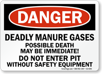 Deadly Manure Gases Do Not Enter Pit Sign