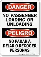 No Passenger Loading Unloading Bilingual Sign