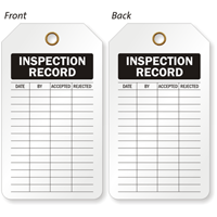 Inspection Record 2-Sided Inspection and Status Record Tag