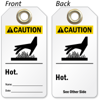 2 Sided Hot Caution Tag