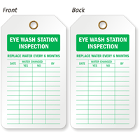Eye Wash Station Inspection Two Sided Inspection Record Tag