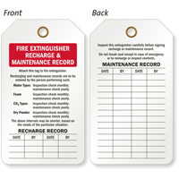 Fire Extinguisher Recharge And Reinspection Record Two Sided Tag