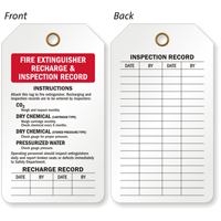 Fire Extinguisher Recharge And Reinspection Record 2 Sided Tag
