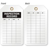 2 Sided Inspection Record Inspection and Status Record Tag