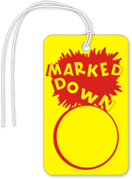 MARKED DOWN   Sales Tag (with strings)