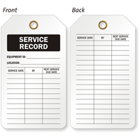 Service Record Two Sided Inspection and Status Record Tag