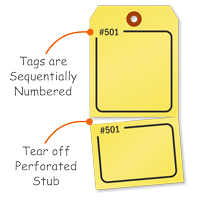 Blank Yellow Numbered Tag with Tear Stub
