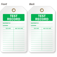 Test Record Inspection and Status Record Tag (2-Sided)