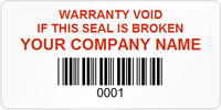 Tamper Labels, Warranty Void Company Name with Bardcode