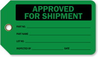 Approved For Shipment Plastic Inspection Tags