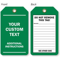Custom Text And Instructions Green Plastic Tag