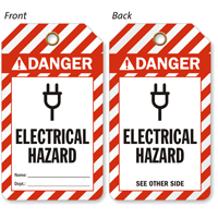 Electrical Hazard ANSI Danger 2 Sided Safety Tag