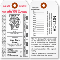 California Custom Fire Extinguisher Recharge Tag