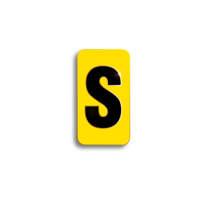 Character Black on Yellow "S" For Horizontal Mounting Holder